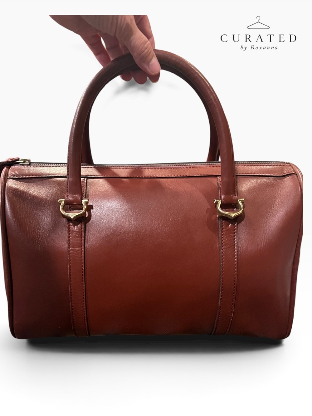 Authentic Vintage Cartier Bordeaux Leather Boston Bag + Cartier Organizer